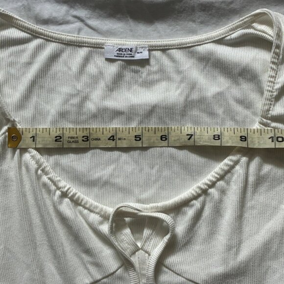 Ardene White Soft Ribbed Front-Tie Crop Top (Medium) - Picture 6 of 9
